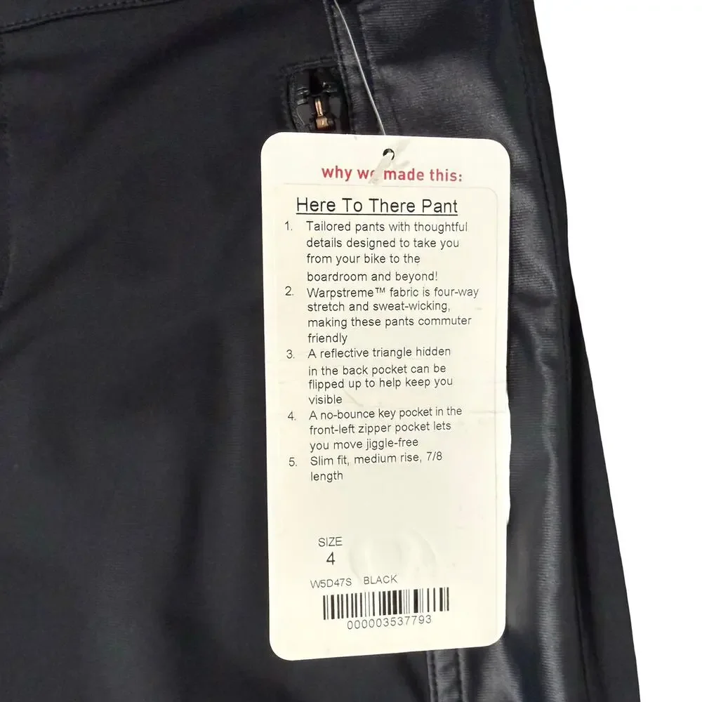 Lululemon Here To There Pant Black Vegan Leather Side Panels Slim size 4 NEW Tag